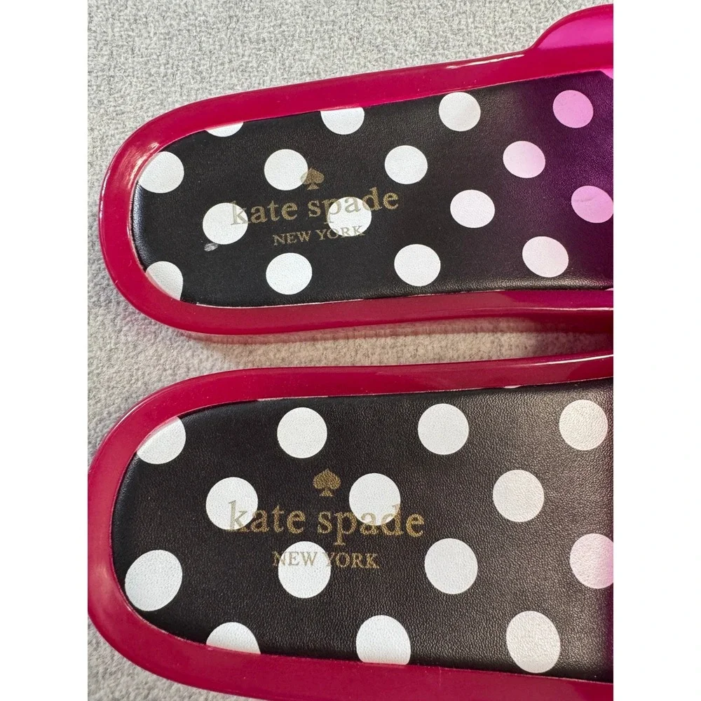 Kate‎ Spade Jelly Slide Sandals Womens 9 Pink Polka Dot Excellent Floral Flower